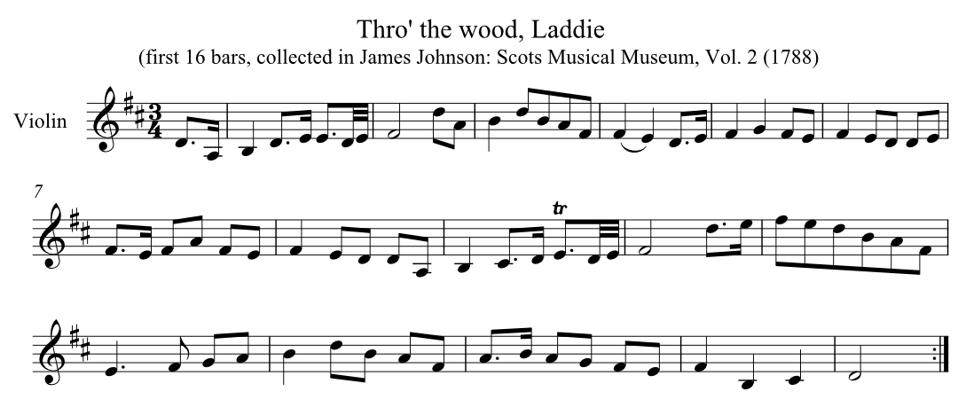 Thro the wood Laddie (example)
