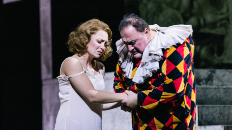 Madison Leonard and George Gagnidze in The Dallas Opera's "Rigoletto." (credit: Kyle Flubacker)