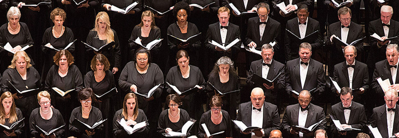 Members of the Atlanta Symphony Orchestra Chorus in performance. (courtesy of the ASO)