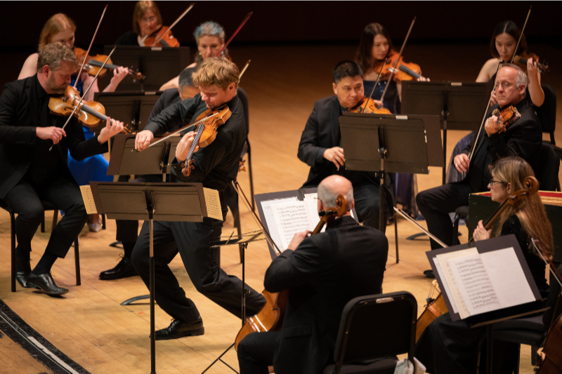 An energized moment: David Coucheron solos in Vivaldi's "The Four Seasons." (credit: Rand Lines)