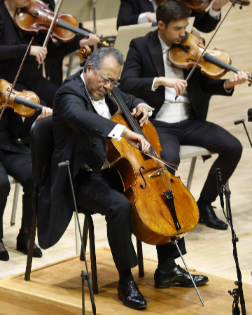 Yo-Yo Ma performing with the Boston Symphony Orchestra at Symphony Hall, Thursday, Oct. 12, 2023, in Boston. (credit: Winslow Townson)