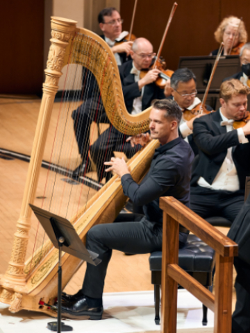 Harpist Xavier de Maistre performs Mosolov's "Harp Concerto" with the Atlanta Symphony Orchestra. (credit: Raftermen)