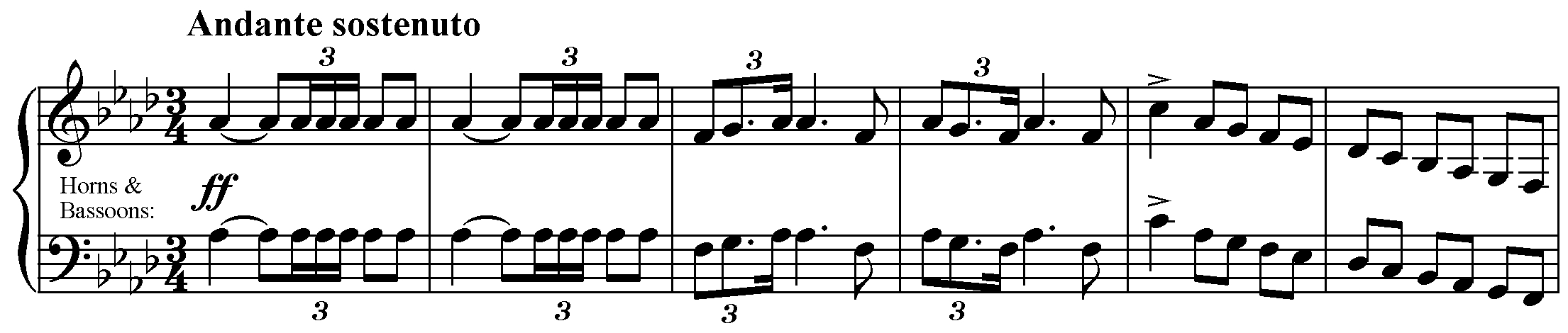 Tchaikovsky: Symphony No. 1, mvt. 1, meas. 1 - 6.