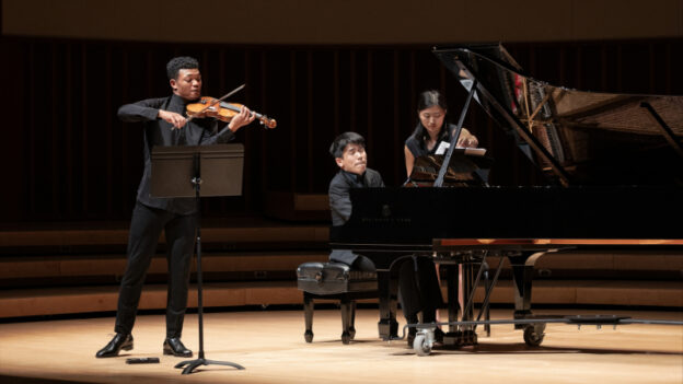 Violinist Randall Goosby and pianist Zhu Wang perform at the Schwartz Center for Performing Arts, April 5, 2024. (credit: Bill Head)
