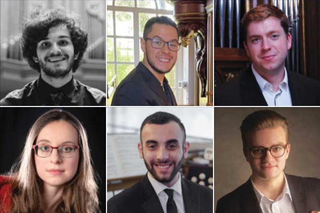 The six finalists, clockwise from upper left: Adam Chlebek, Gabriel Dissenha, Mitchell Miller, Aleksanteri Wallius, Manuel Piazza, and Magdalena Moser. (composite, images courtesy of PRUMC)