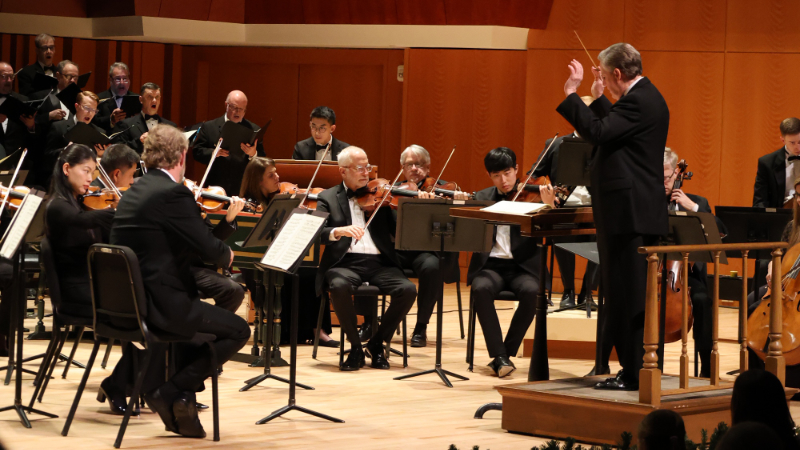 The Atlanta Symphony Orchestra and Chamber Chorus,  led by Norman Mackenzie, perform Handel's 'Messiah' at Hodgson Hall, UGA Performing Arts center, in Athens, Georgia, December 21, 2024. (credit: Easel Images)