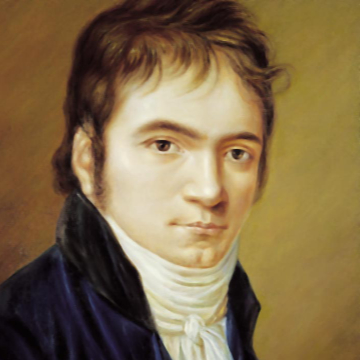 Portrait of Ludwig van Beethoven (1803) by Christian Horneman (Wikimedia, edited)