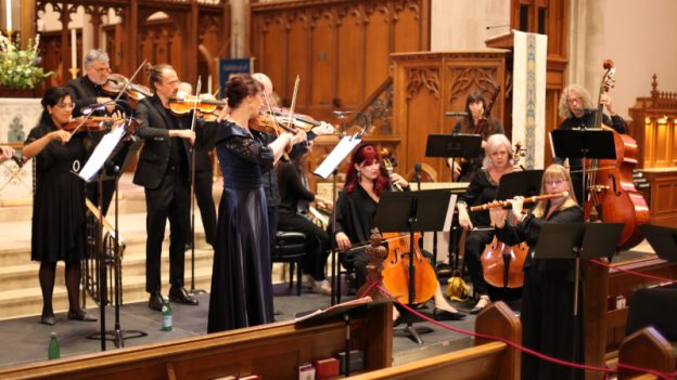 Atlanta Baroque Orchestra at The Cathedral of St. Philip on September 19, two days before performing theoir "Metamorphosis" program at Lassiter Concert Hall. (credit: Carson Malone)