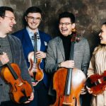 Balourdet Quartet. L-R: Benjamin Zannoni, Justin DeFilippis, Russell Houston, and Angela Bae. (credit: Kevin W. Condon)