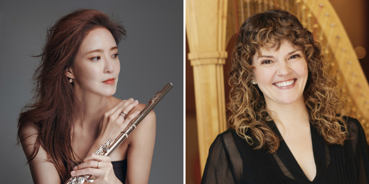 L-R: flutist Jasmine Choi, harpist Allergra Lilly.