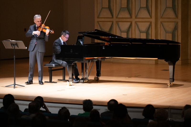 Gil Shaham and Akira Eguchi in recital at Spivey Hall, Sept. 21, 2025. (credit: Rand Lines)