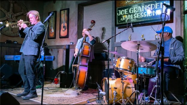 Trumpeter Joe Gransden ldeads a jam session at Napoleon's Grill, March 25, 2024. (credit: Bryan Falgout/YouTube)