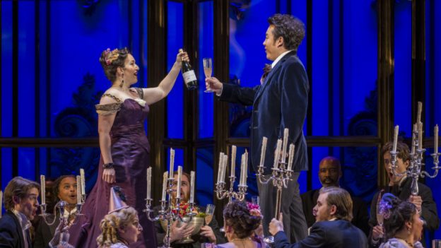 Mané Galoyan as Violetta and Long Long as Alfredo in The Atlanta Opera’s production of ‘La traviata.’ (credit: Raftermen)