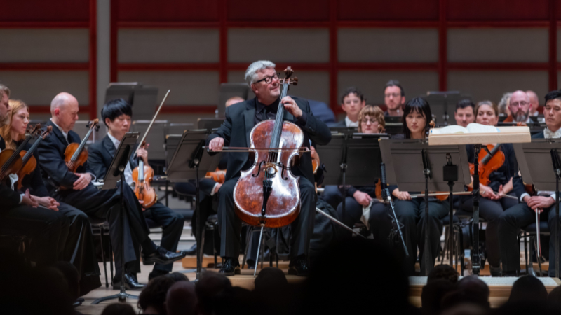 Paul Watkins performs the "Sarabande" from Bach's 'Cello Suite in C Major' as an encore. (courtesy of North Carolina Symphony)
