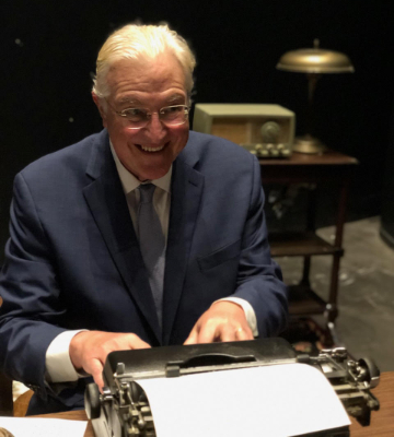 Composer Paul Moravec with the typewriter used in his opera, "The Shining." (courtesy of the composer)