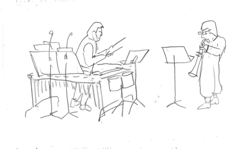 Bent Frequency, in concert sketch #1, by Jon Ciliberto.