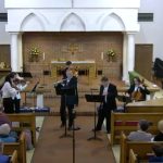 San Marco Chamber Music Society performing the Concerto in Eminor for flute, oboe, and strings at St. Mark's Lutheran Church, featuring soloists Les Roettges (flute) and Eric Olson (oboe). (video still, used by permission)