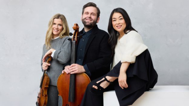 Neave Trio, l-r: violinist Anna Williams, cellist Mikhail Veselov, and pianist Eri Nakamura. (credit: Titilayo Ayangade)