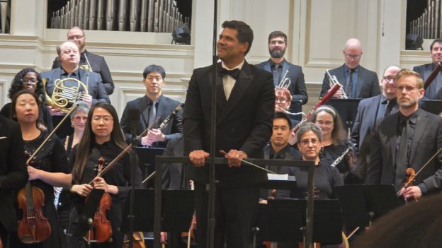 DeKalb Symphony Orchestra with its music director, Paul Bhasin, front and center. (credit: William Ford)