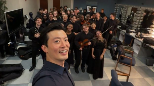 Backstage at Georgia State University’s Kopleff Recital Hall (Sept. 17, 2025): Henry Cheng with the GSU Symphony Orchestra during Giuliana Scaramazza’s first concert as concertmaster.