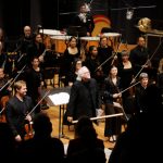 Sir Donald Runnicles and the Grand Teton Music Festival Orchestra, July 26, 2024, taking a bow after performing Mahler's 'Symphony No. 5.' (courtesy of GTMF)
