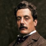 Giacomo Puccini, composer of ‘Turandot.’ (detail of historical photo, digitally enhanced and colorized)