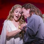 Lise Lindstrom as Brünnhilde and Stefan Vinke as Siegfried embrace. (credit: Raftermen)
