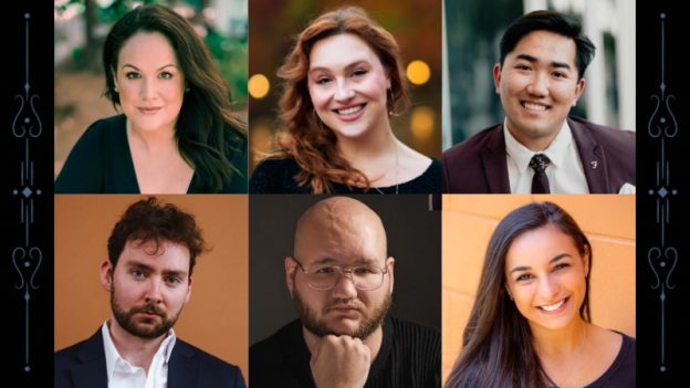 Top,l-r: Page Michels, Ashlyn Brown, Randy Ho; bottom, l-r: Harrison Hancock, Ky Chassells, Madeleine Snow, (Composite, all images courtesy of the Atlanta Opera.)