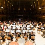 View from behind the stage, Andris Nelsons conducts the Bostpn Symphony Orchestra, January 22, 2026. (credit: Robert Torres)