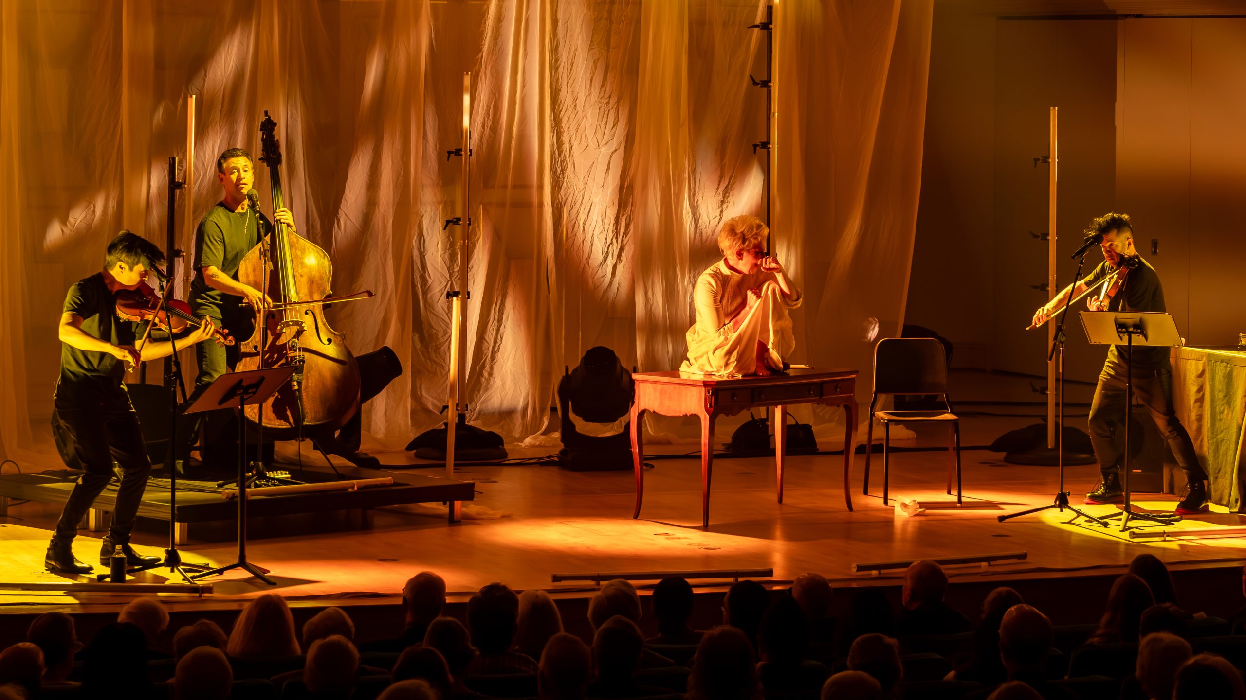 Joyce DiDonato and Time for Three in Kevin Puts’ “Emily – No Prisoner Be” at Spivey Hall. (courtesy of Spivey Hall)