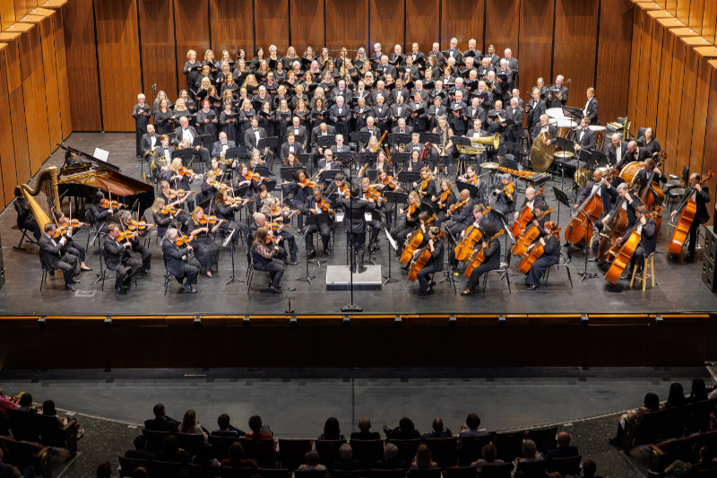 The Johns Creek Symphony Orchestra and The Michael O’Neal Singers together at the Sandy Springs Performing Arts Center, October 9, 2026. (credit: Ken Otloff)